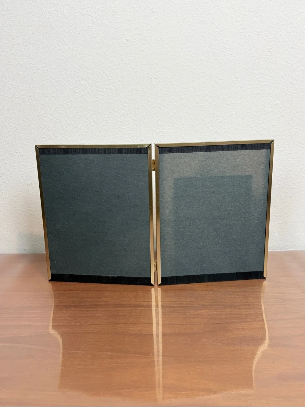 Vintage Brass Gold-Tone Double 8x10s Photo Frame Folding Tabletop